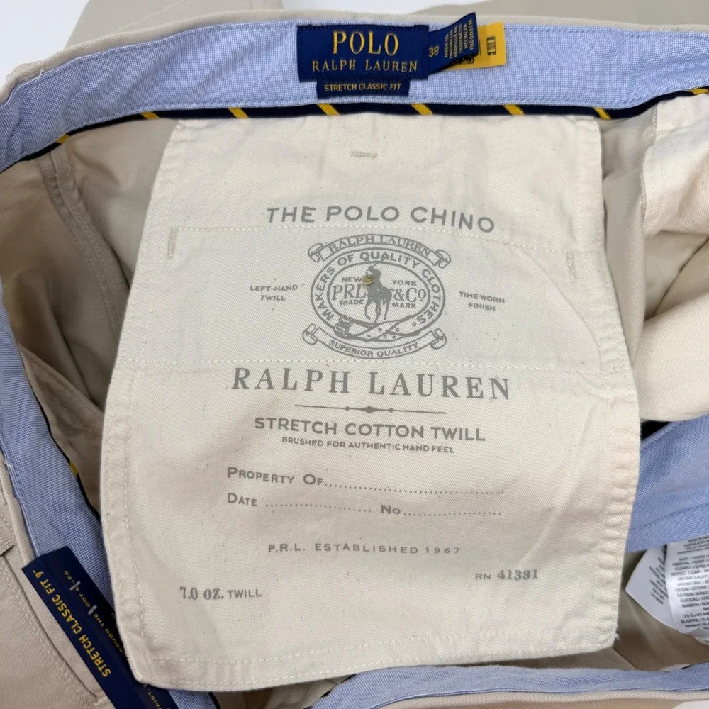 Polo Ralph Lauren Mens 38 Stretch Classic Fit 9 inch Chino Shorts Beige NEW